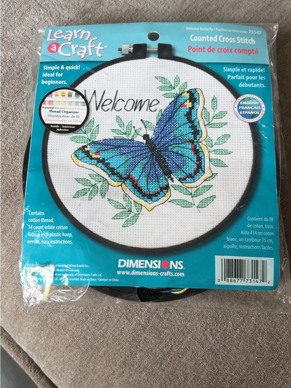 Learn a Craft Blue Butterfly Counted Cross Stitch Kit